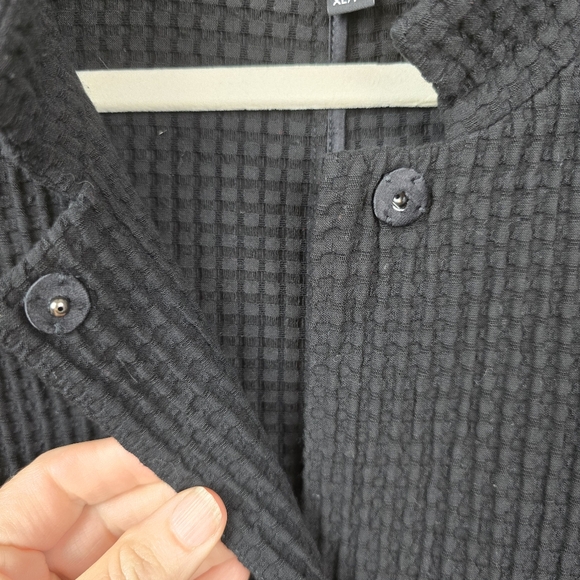 Eileen Fisher Waffle Stretch Grid Black Jacket Size XL - Picture 5 of 9